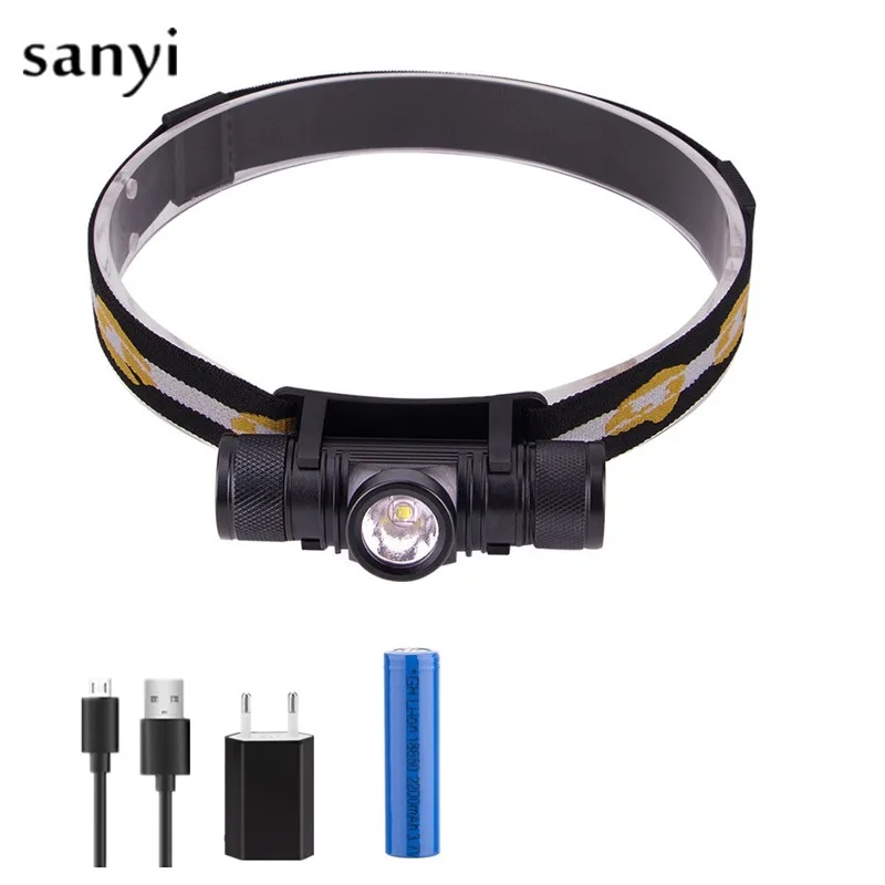 XM L2 LED Headlamp Mini Headlights USB Rechargeable Head Lamp Flashlight 18650 Battery Head Lamp For Camping Hunting