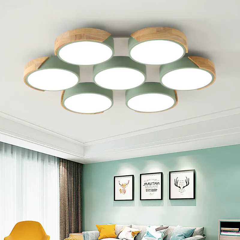 Современный простой светодиодный потолочный светильник креативный деревянный металлический круглый простой светильник черный белый круглый квадратный для гостиной спальни фойе Di