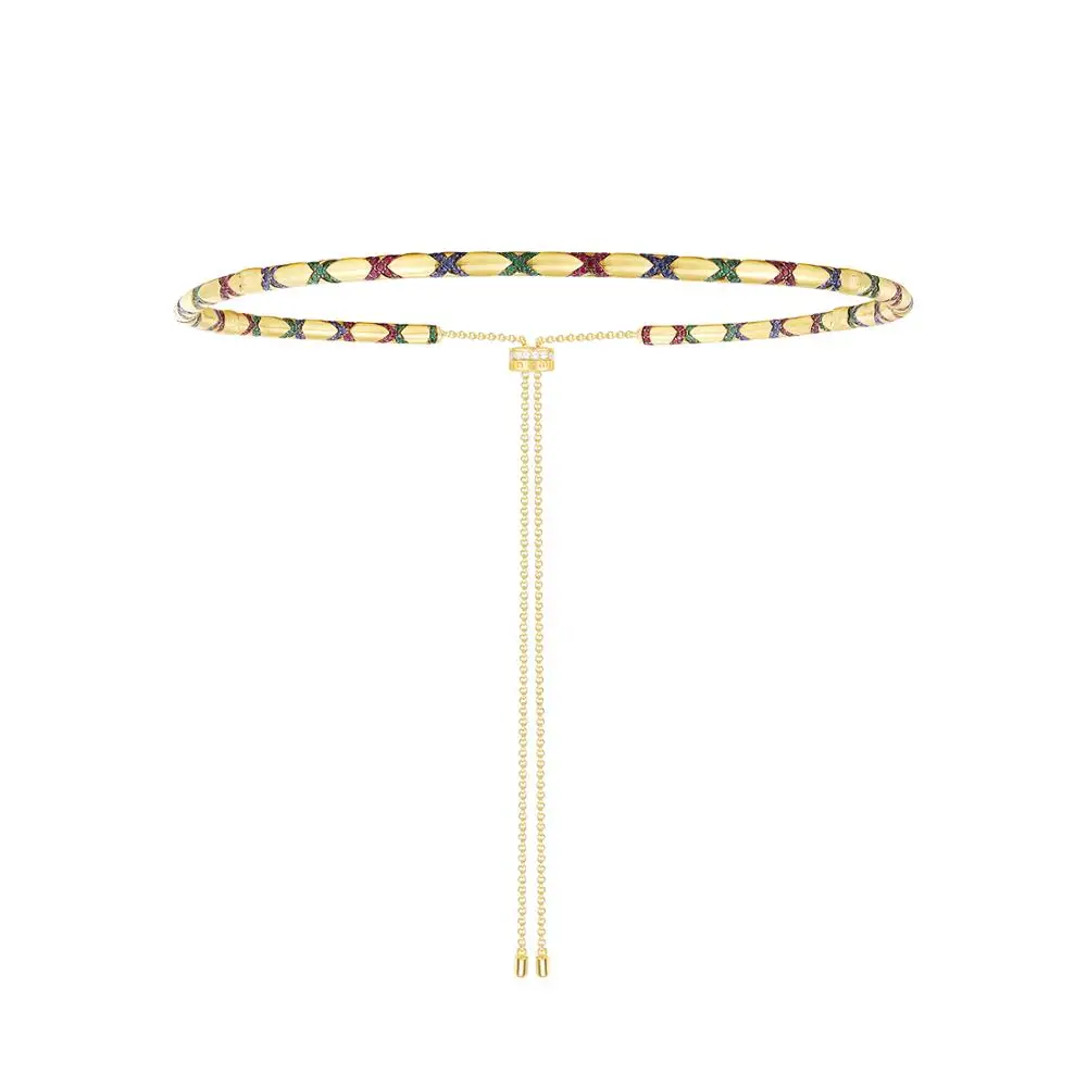 

Colorful African Tribal Necklace Choker with adjustable chain fall color zircon avant-garde Retro Design Necklace female