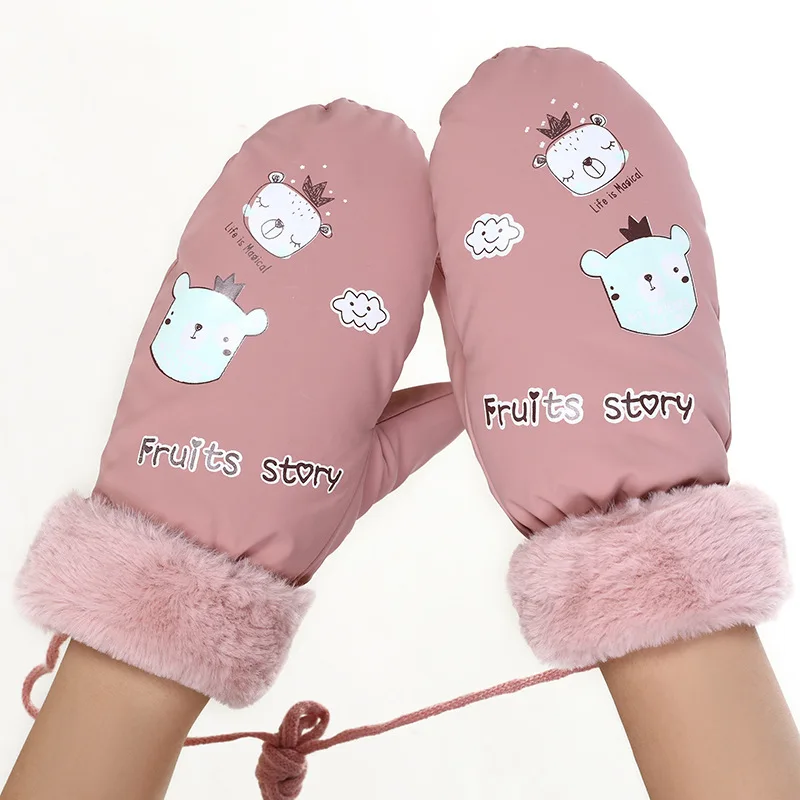 

Winter Women's Gloves Cute Korean Cartoon Student Warm and Plush Thicken Cold-proof Riding Driving Gloves