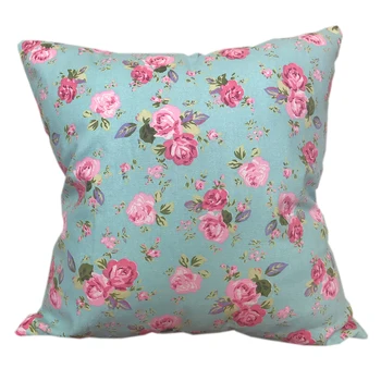 

CURCYA Thick Canvas Cushion Cover Roses Floral Sofa Seat Cushion Case Flowers Printed 100% Cotton Throw Pillow Cover