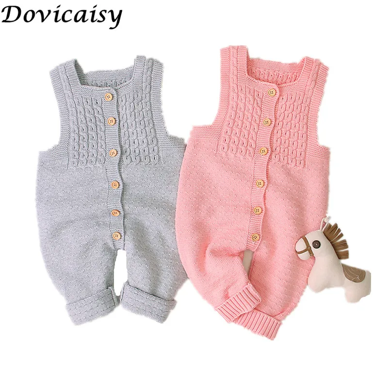 

Autumn Baby Girl Clothes Knitted Baby Clothes Newborn Baby Girl Boy Romper Sleeveless Infant Baby Jumpsuit For Girl Overalls