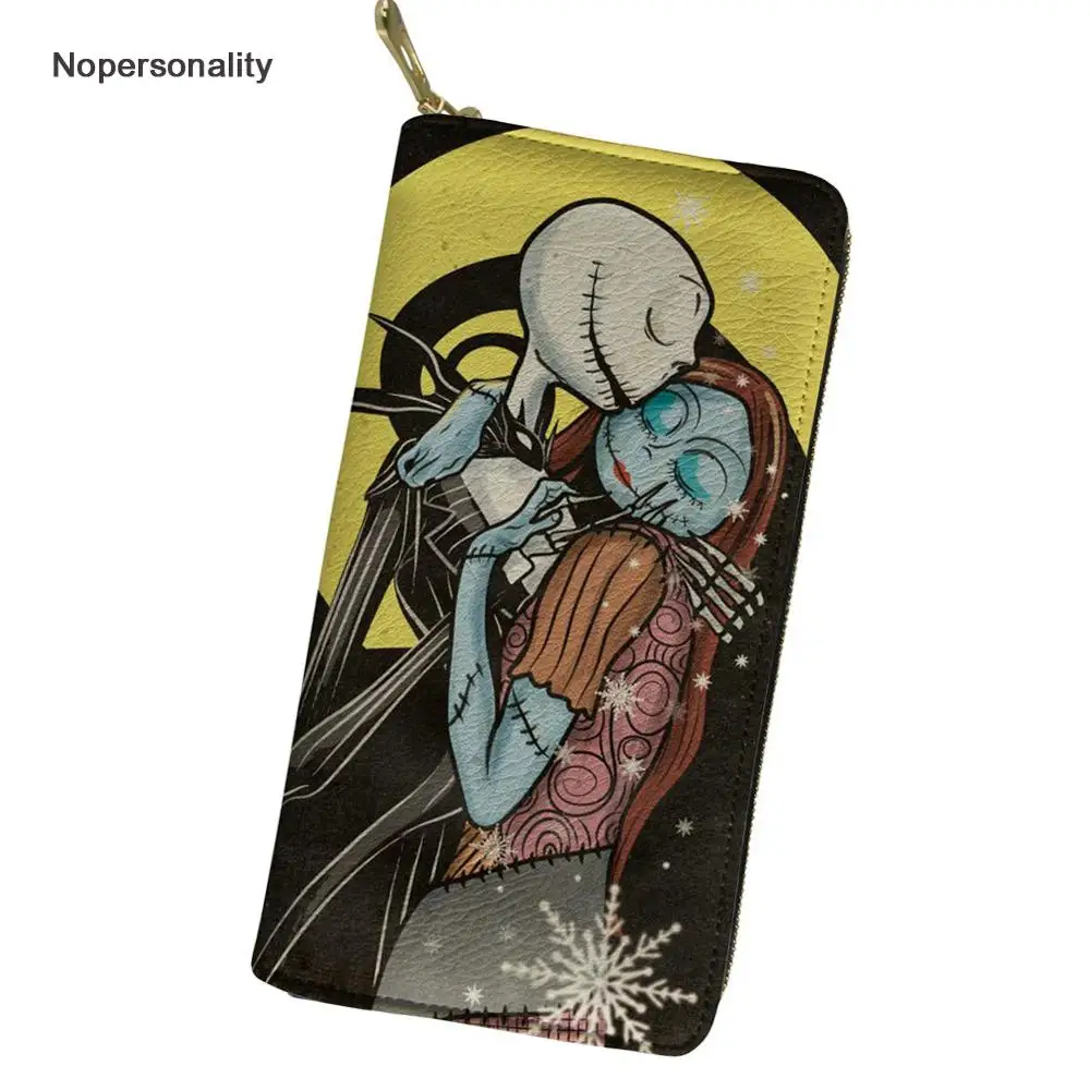 

Nopersonality Nightmare Before Christmas Leather Wallets Cartoon Female Ladies Clutch Hand Bags Long Clutch Coin Purse Phone Bag