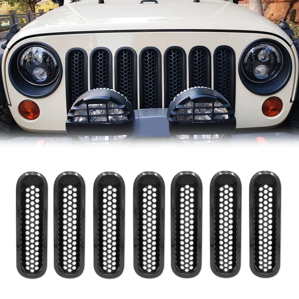 Set Front Grill Mesh Inserts Jeep 