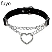 Femme noir Punk collier ras du cou en cuir Pu Goth Rivets collier ras du cou Pendientes fête Club Sexy gothique Femme bijoux 3