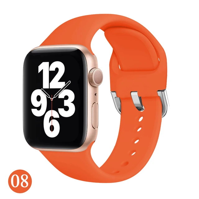 Soft Rubber Sport Band For Apple Watch SE 44mm 40mm Buckle Strap on Smart iWatch Correa Watchband Bracelet Series 65432 42mm38mm Orange