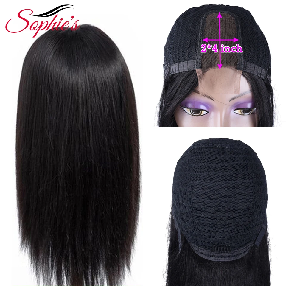TRENDING! Sophie's Brazilian Straight 2*4 Lace Part Wig Human Hair Wigs Non-Remy With Baby Hair Pre Plucked Natural Color 150% Density