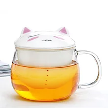 Термостойкая прозрачная стеклянная чайная чашка с милым керамическим фильтром ручной окраски с крышкой китайский чайный набор кунг-фу сок cup300ml
