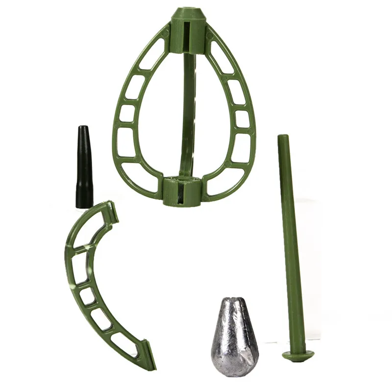 New 4PCS Fishing Feeder Rocket Cone Shape Bait Cage Lead Sinker Lure Holder Terminal Tackle Accessory