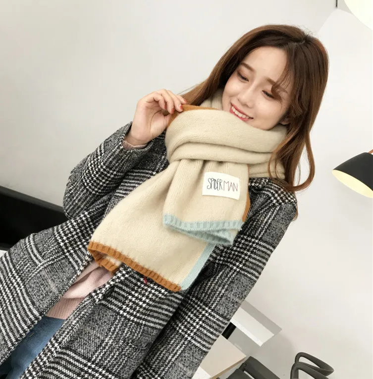 Beige Одноцветный кашемировый толстый зимний женский шарф,, модный длинный женский шарф высокого качества, повседневный шарф - Цвет: Beige