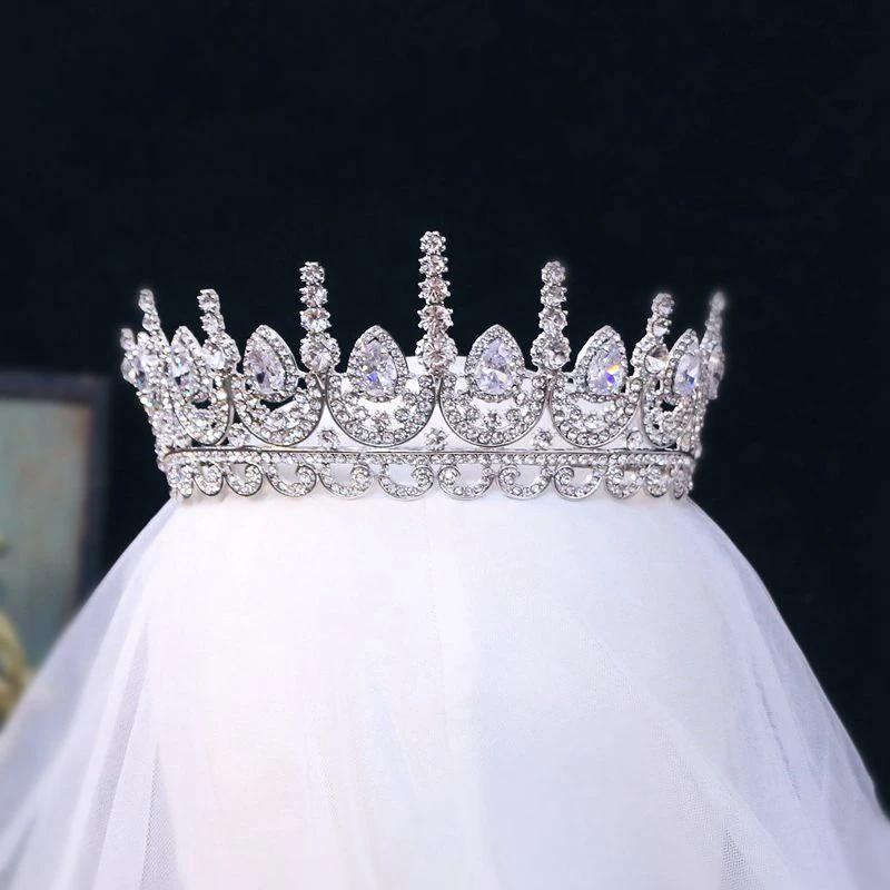 Amanda Novias Vintage style zircon crown tiara 2019 new bride big wedding accessories | Украшения и аксессуары