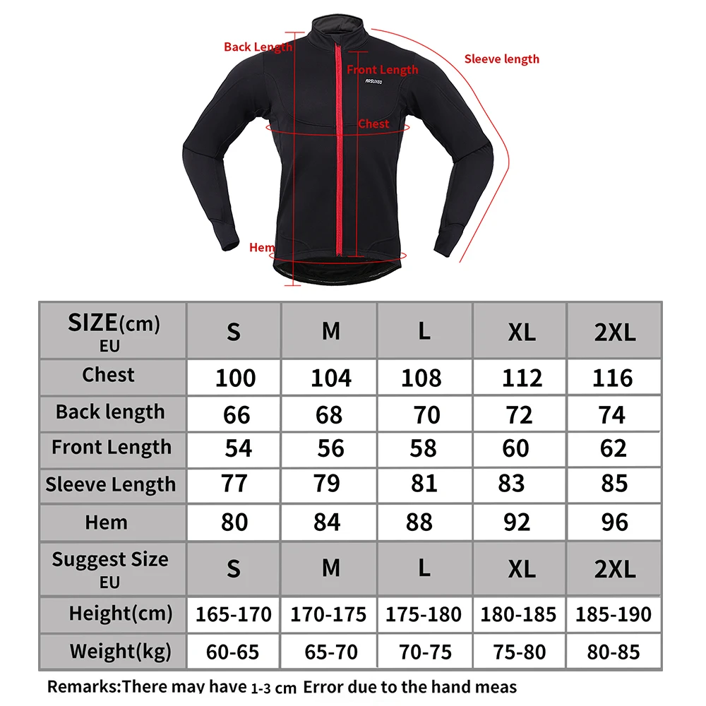 

Arsuxeo S-2XL Winter Men's Cycling Jacket 4 Colors Windproof Waterproof Thermal Fleece Lined Coat Outdoor Sport Long Sleeve Coat