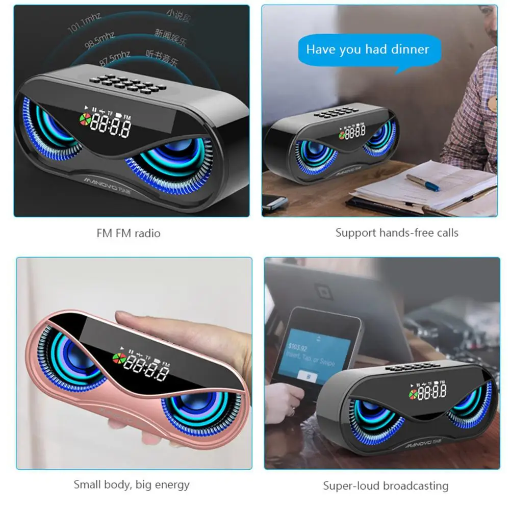 Портативный Bluetooth динамик стерео стиль светодиодный сабвуфер беспроводной уличный музыкальный ящик fm-радио TF карта MP3 FM радио аудио
