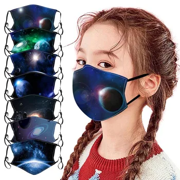 

5PCS Children Space Prints Mask Outdoor Fashion Dust-proof Mouth Filter Washable Reusable Face Masks For Kids Boys Girls masques