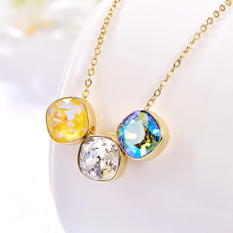 Женские ожерелья с кристаллами Swarovski модные разноцветными бусинами для