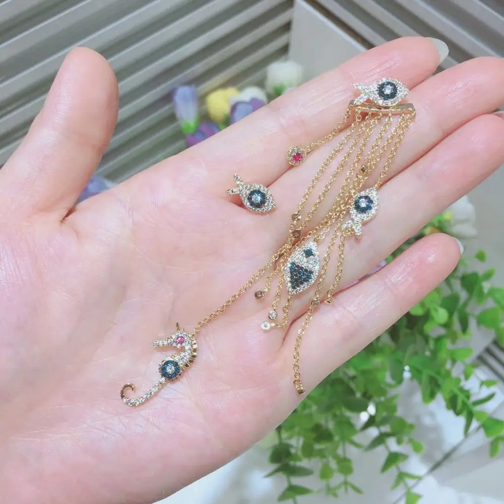 

2019 New Long Tassel Sea Horse Drop Earrings Personality Heavy Temperament Fish Dangle Earring Party Accessories