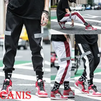 

2019 Fashion Men Gym Sports Pants Street Cool Hip Hop Jogging Joggers Reflective Sweatpants Trousers Casual Outwear Bottoms
