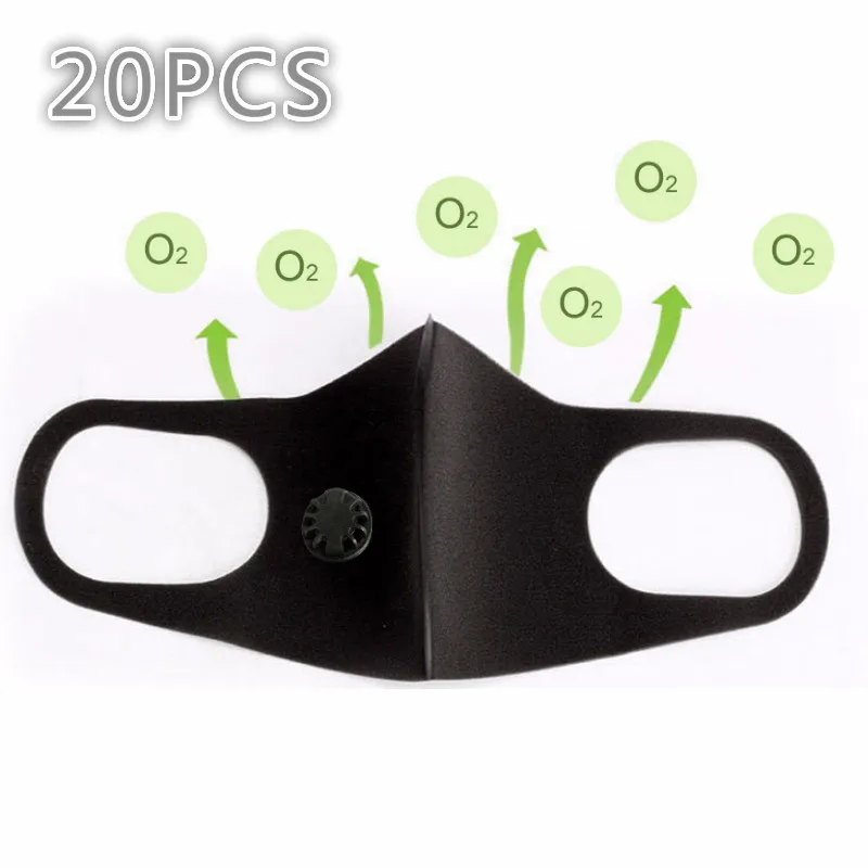 

20PCS PM2.5 Air Purifying Mouth Anti Dust Mask Respirator N95 KN95 Reusable Daily Protection Mouth Muffle FFP3 2 Valve Mask