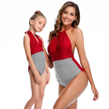 

One-Piece Swimsuit Family Matching Swimwear Women Baby Girls Clothes Mom And Daughter Swimsuit Brand New Summer Backless Bikini