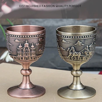 

(A pair ) ENERGE SPRING Red bronze / green bronze wine glass European white wine glass retro goblet home decoration ornaments