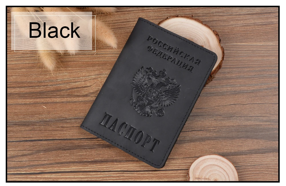 Чехол для паспорта из натуральной кожи для Российской Федерации Crazy Horse кожаный держатель для карт бизнес двуязычный чехол для паспорта