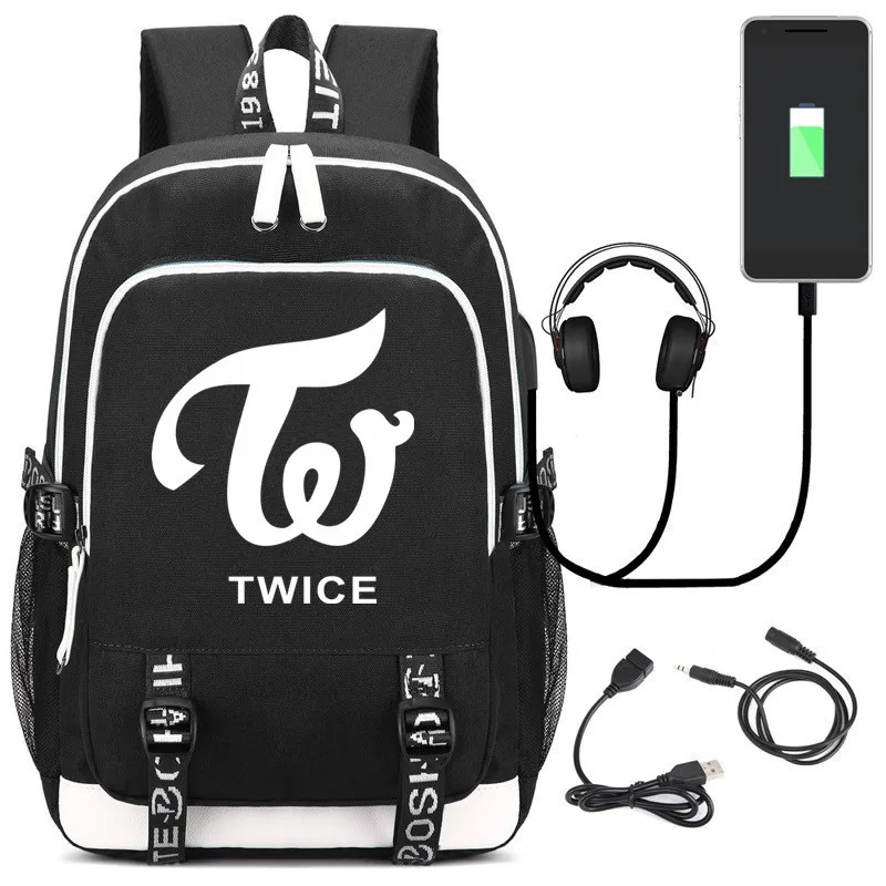 

Europe And America Popular Twice Backpack USB Charging Backpack STUDENT'S Backpack Computer Bag College Style
