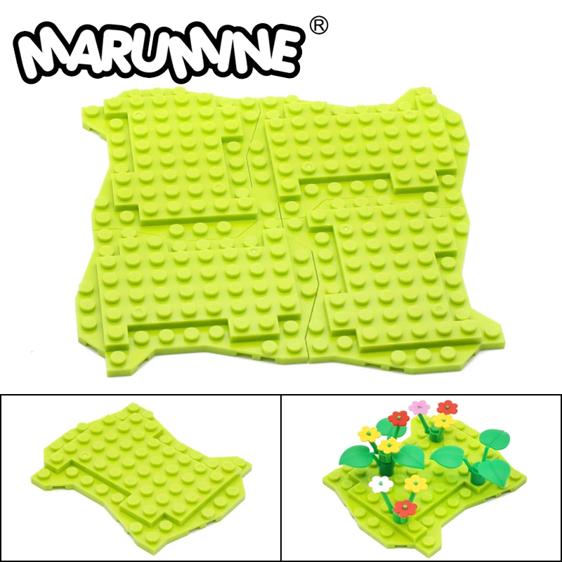 Bloques de construcción de placa base de pastizal de Marumine, piezas de bloques de construcción de Ciudad Natural y tecnología, compatibles con rrecicla, juguete para niños