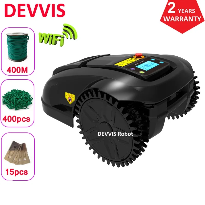 

Robotic Lawn Mower with Rain Sensor and Safety Shut-Off with 400m wire+400pcs pegs+15pcs blades