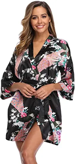 Fashion Satin Robe Female Bathrobe Sexy peignoir femme Silk Kimono Bride Dressing gown sleepwear Night Grow For Women