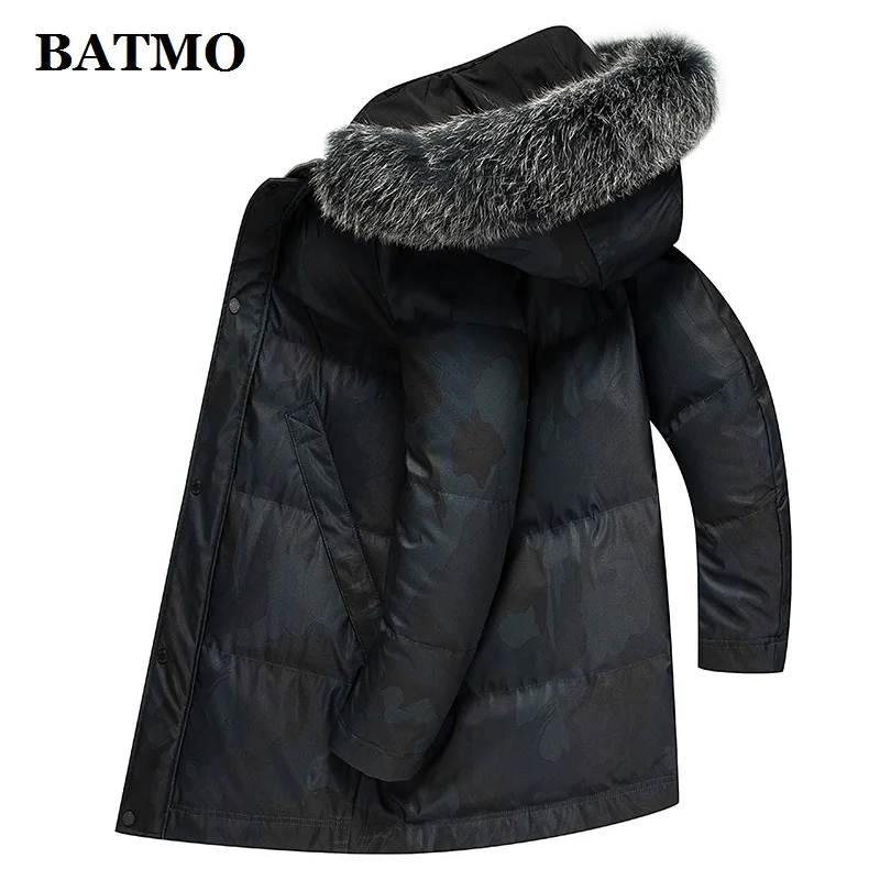 BATMO 90% белый утиный пух и Лисий меховой воротник с капюшоном куртки мужские, мужские зимние пуховики, толстое теплое пальто, большие размеры 9021