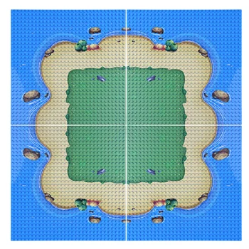 

4pcs/Set 10" X 10" 32 X 32 Pegs Island Scene Base Plate MOC Small Particle Building Block Baseplate - Island Curves