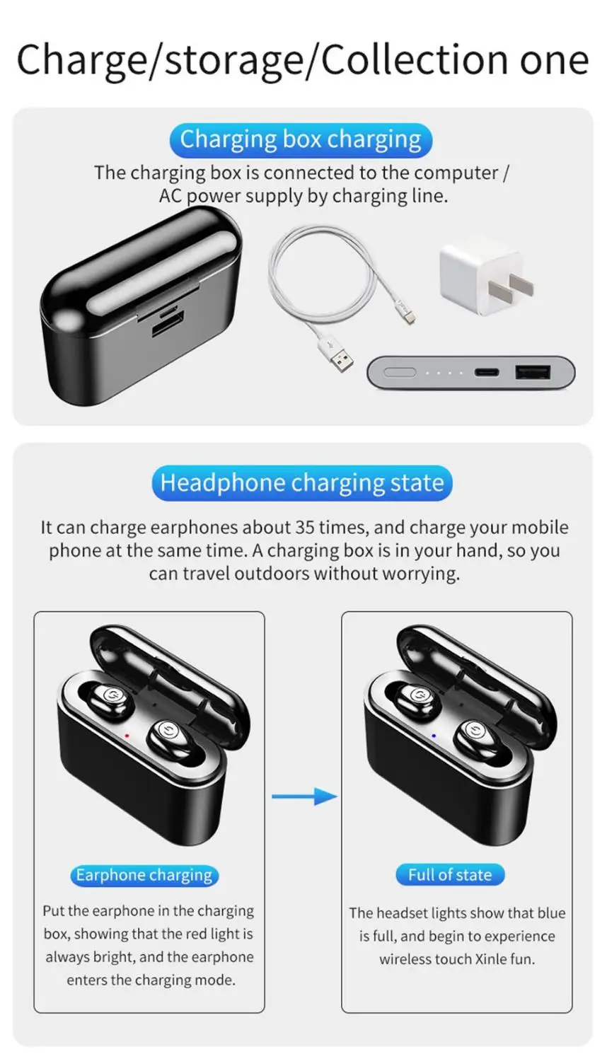 Waterproof Bluetooth 5.0 Earbuds Earphones Wireless Headset Noise Cancelling Mini Earbuds Stereo Earphone 0927