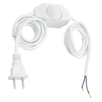 

New White Lamp Power Cord w Dimmer Switch AC 250V/110V US Plug