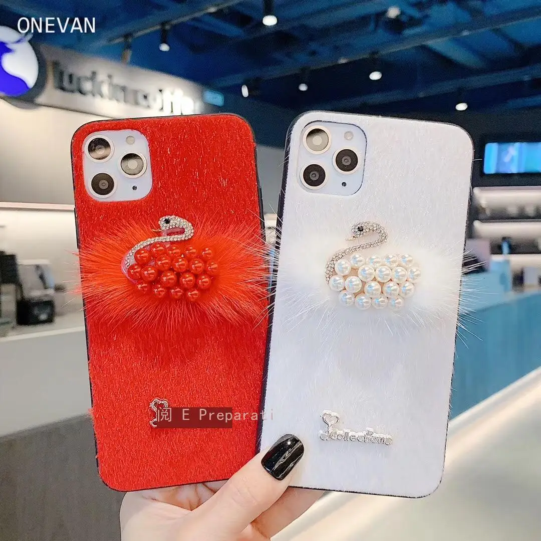 Luxury Superior Quality For Iphone 11 Case Pro Max Mate XR XS X 11por 6 6s 7 8 Plus Brand Pearl Swan | Мобильные телефоны и