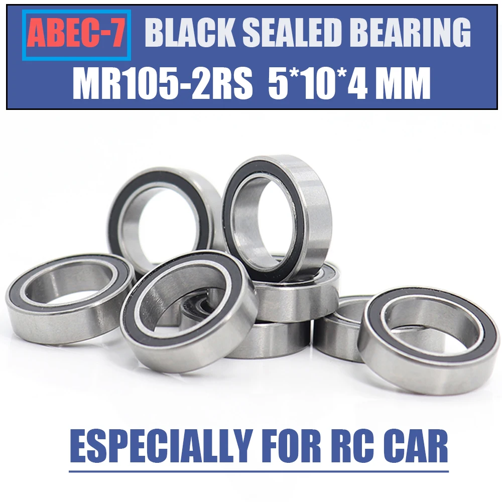 MR105RS Bearing 10PCS 5x10x4 mm ABEC-7 Hobby Electric RC Car Truck MR105 RS 2RS Ball Bearings MR105-2RS Black Sealed | Обустройство