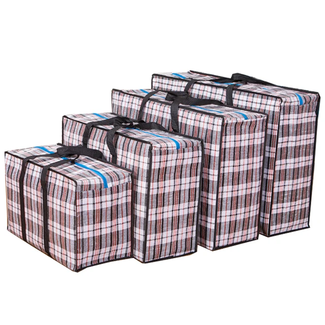 Juego de 4 bolsas extragrandes de plástico jumbo para almacenamiento de  lavandería, compras, mudanza, con cremallera y asas, tamaño 27 x 23 x 5