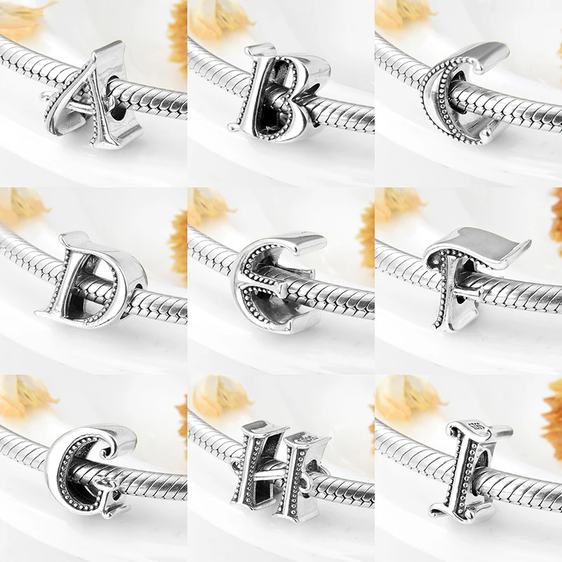 

Alphabet charm 925 Sterling Silver Fashion silver Letter A to Z jewelry beads Fit Original Pandora Charm Bracelet Jewelry making