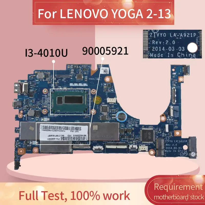 90005921 материнская плата для ноутбука LENOVO YOGA 2 13 I3 4010U Материнская LA A921P|Материнские