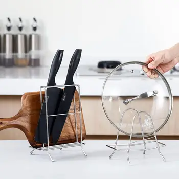 

Stainless Steel Multi-Function Chopping Board Rack Kitchen Cutting Board Pot Cover Rack Knife Holder Storage Racks