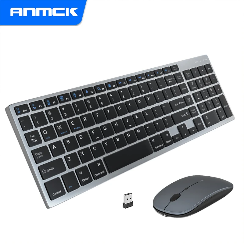 Combo Mouse Tastiera Wireless Anmck 2.4G Per Home Office Tastiere Ricaricabili Usb Versione Standard Per Pc Desktop Mac Portatile