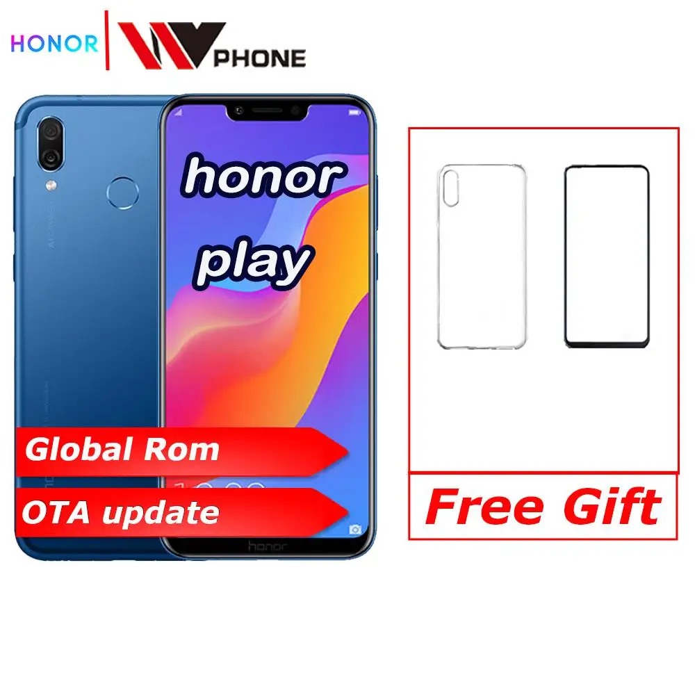 Honor Play, мобильный телефон, 4G, 64G, 6,3 дюймов, Восьмиядерный, мобильный телефон, двойная задняя камера, игровой телефон, отпечаток пальца, распознавание лица