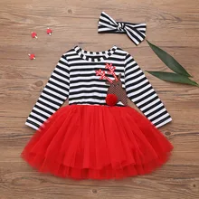 Коллекция года, рождественское красное платье с оленем для маленьких девочек, рождественское хлопковое платье с длинными рукавами+ кружевное Повседневное платье-пачка праздничная одежда,# C