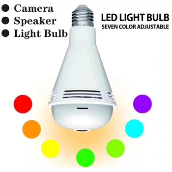 

Bulb Camera WiFi IP 960P Fisheye Lamp Wireless Panoramic Home Security 360 DegreeCCTV 7 Light Bluetooth Music Speaker Camera