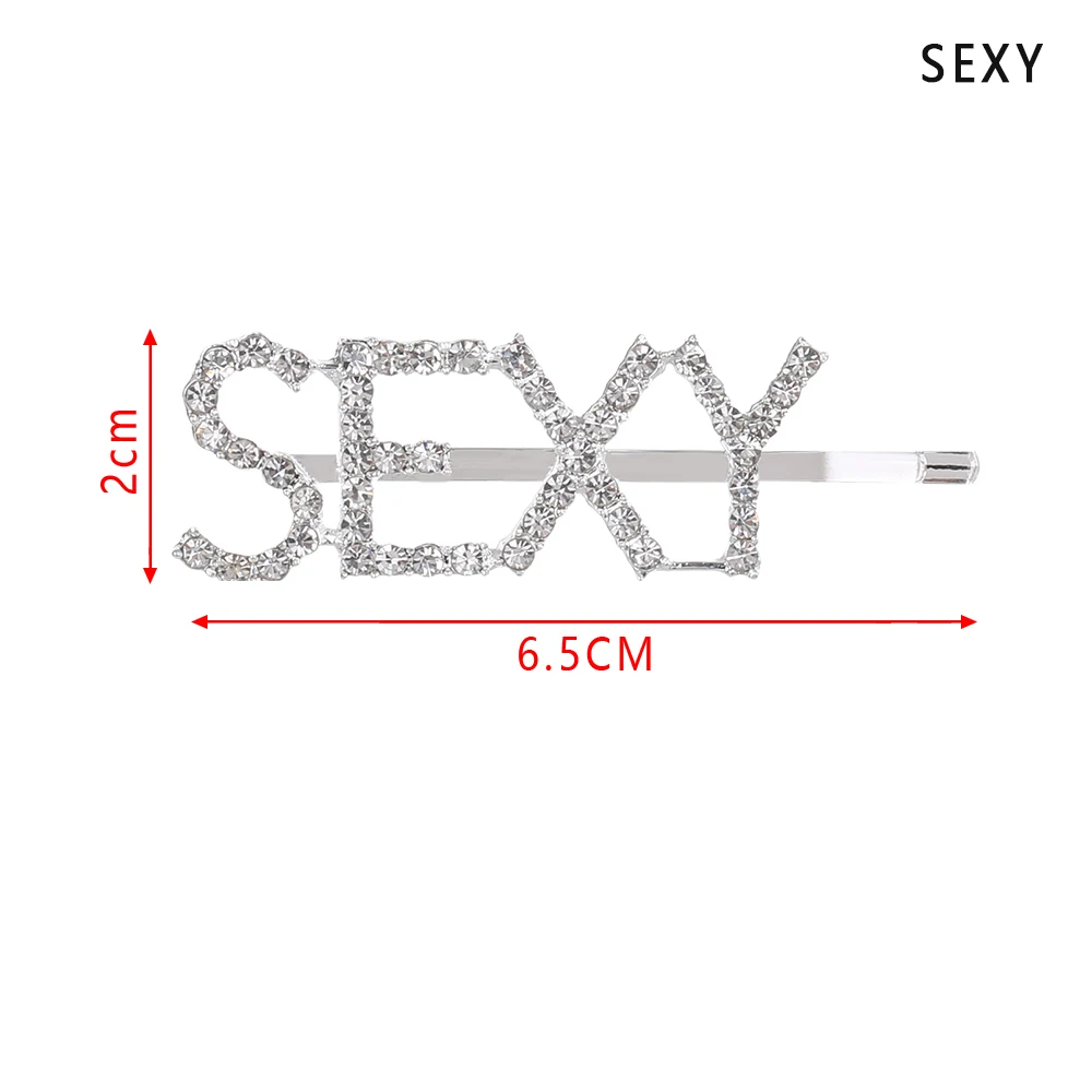 sexy 1 шт. Горячая Мода письмо шпилька уникальные яркие стразы кристаллы заколки для волос слова заколка женские аксессуары для украшений для волос - Цвет: sexy