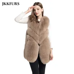 2019 Новый Для женщин зимний пушистый натуральным лисьим мехом жилет меховой моды жилет пальто оптовая продажа бесплатная доставка Одежда
