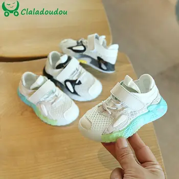 

12-15.5cm Mesh Patch Boys Girls Sneakers Green Black Soft Anti-slip Toddler Breathable Summer Casual Shoes For 0-3Years Old Kids