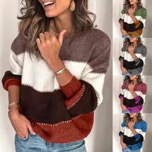 Pull femme nouveaute осенний и зимний свитер женский круглый вырез Удобный свободный свитер Джерси