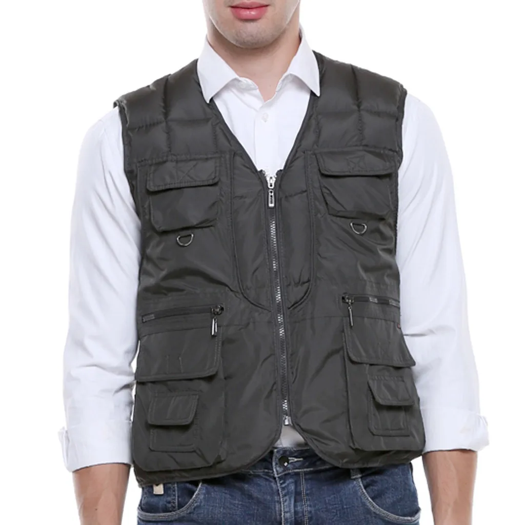 Casual Solid Zipper Cotton Vest Coat Women And Men Windproof Sleeveless Waistcoat Warm Jackets Vest Female Winter#J30