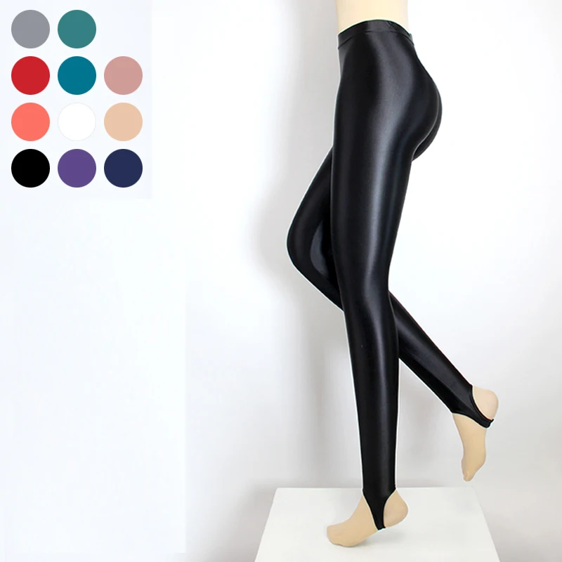 Womens Yoga Pants Fashion Breathable Shiny Glossy Opaque Leggings Super  Elastic