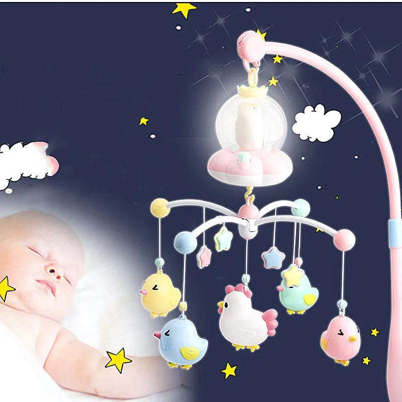 

Touch version dream bed bell newborn Rotating music rattles Crib moving bed toddler appease toy chick star pendant infant toys